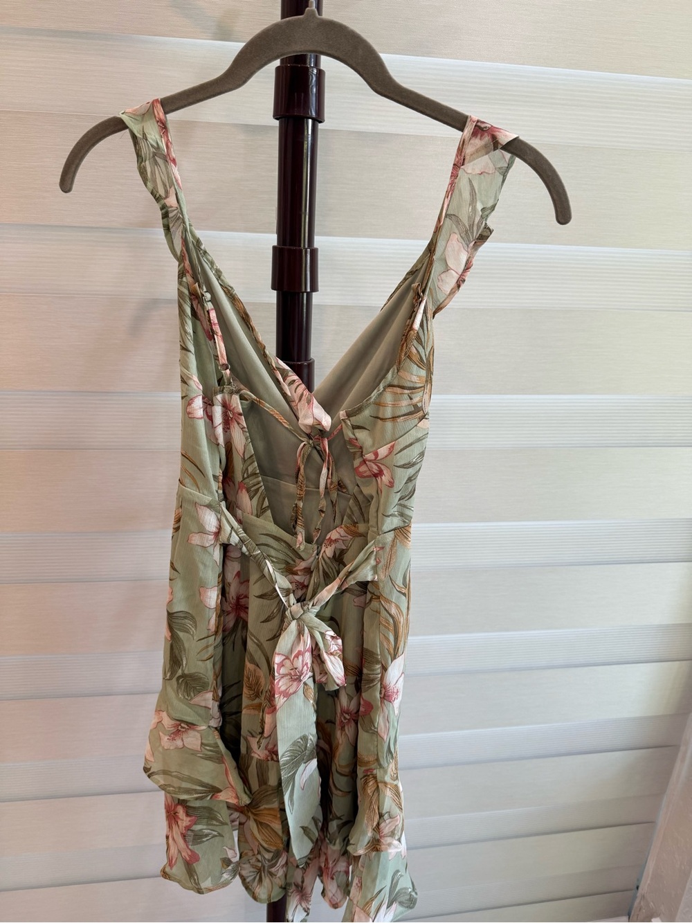 Sage Floral Ruffle Mini Dress - Picture 6 of 7